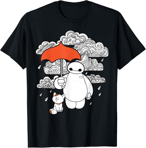 Disney Big Hero 6 Baymax Patterned Rain Clouds Portrait T-Shirt
