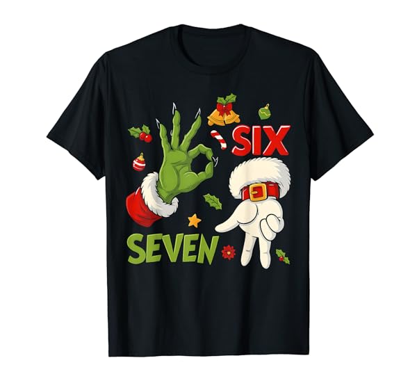 Funny Six Seven Meme Christmas Santa Saying 6 7 Xmas T-Shirt