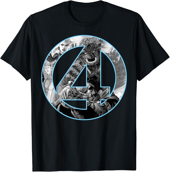 Marvel Fantastic Four Comic Fill Center Chest Logo T-Shirt