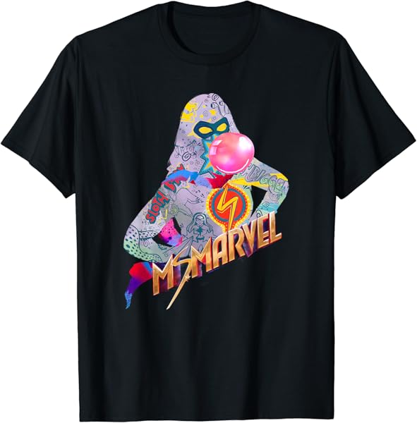 Marvel Ms. Marvel Bubble Gum Silhouette Poster T-Shirt