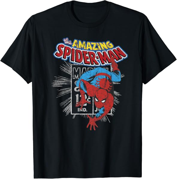 Marvel The Amazing Spider-Man Vintage Comic Poster Premium T-Shirt