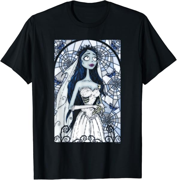 Corpse Bride Emily Death Bride Stained Glass Frame Portrait T-Shirt