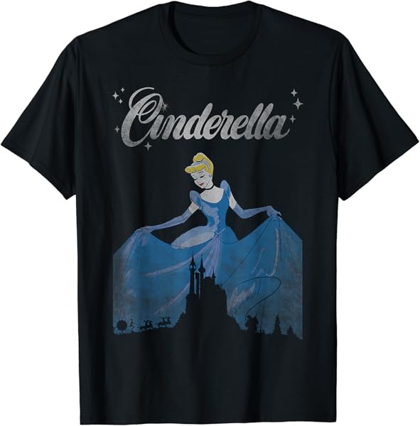 Disney Cinderella Vintage Castle Silhouette Graphic T-Shirt T-Shirt