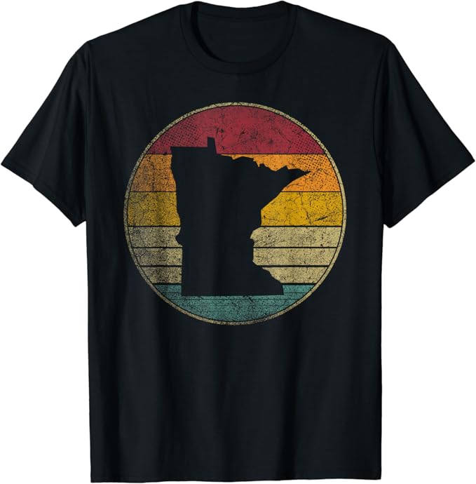 Minnesota Vintage Distressed Retro Style Silhouette State T-Shirt