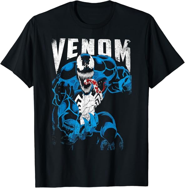 Marvel Venom Bloody Tongue Out Distressed T-Shirt