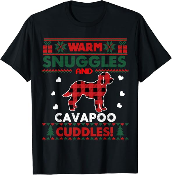 Cavapoo Dog Christmas Pajama Dog Xmas Ugly Christmas Sweater T-Shirt
