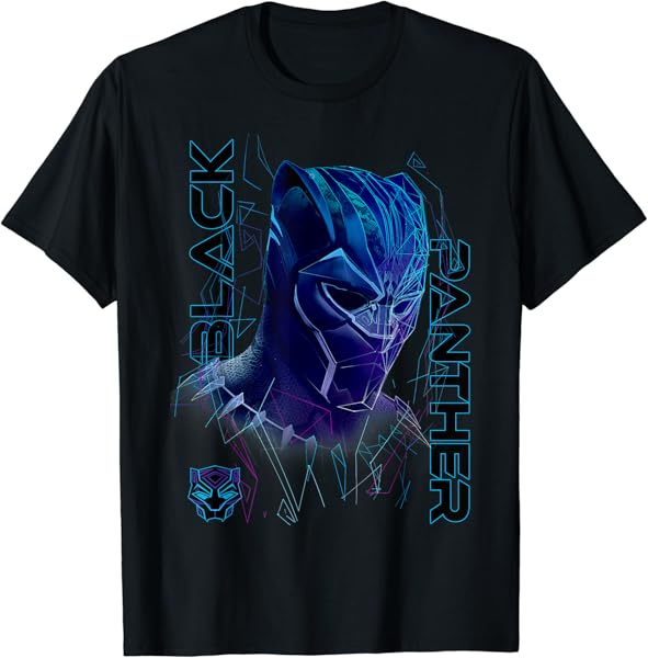 Marvel Black Panther Movie Geo Tech Purple Portrait T-Shirt T-Shirt