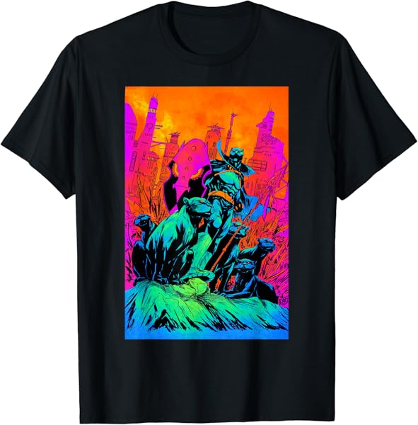 Marvel Black Panther Comic Neon Poster Graphic T-Shirt T-Shirt