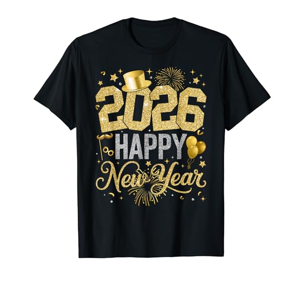 Happy New Year Party 2026 Ballon Family Matching Men Women T-Shirt