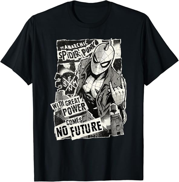Marvel Spider-Man Anarchic Spider-Punk With Great Power T-Shirt