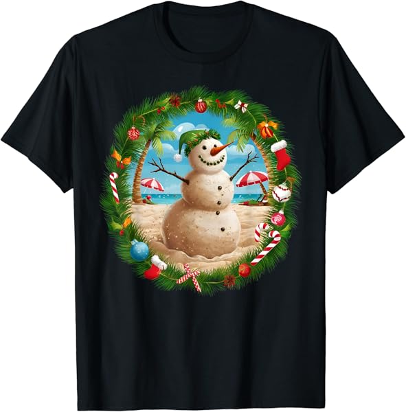 Christmas in July Snowman Summer Tropical Beach Vacation T-Shirt