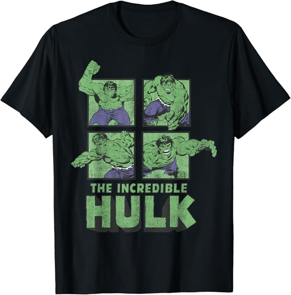Marvel The Incredible Hulk Action Pose Squares Retro Poster T-Shirt