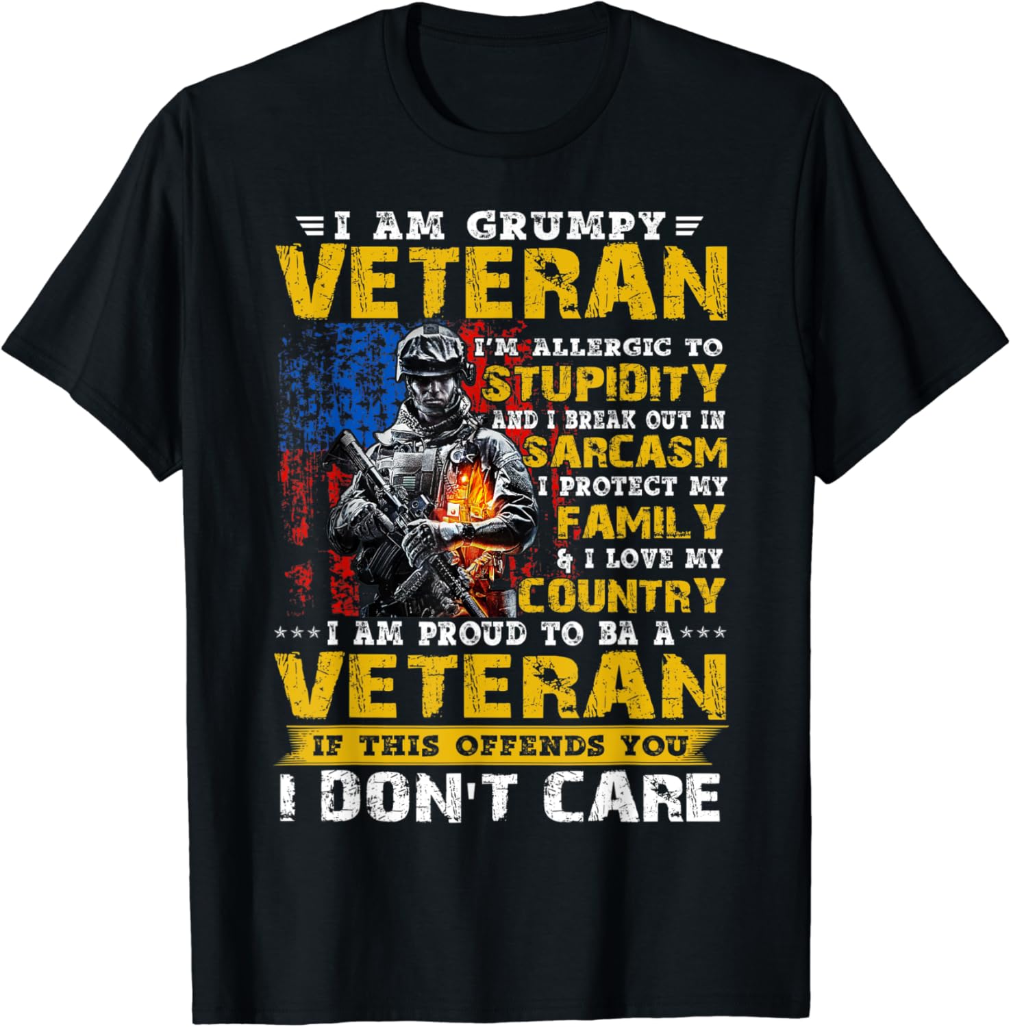 Amazon.com: I am A Grumpy Veteran Proud To Be Veteran T-Shirts T-Shirt