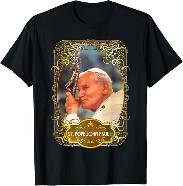 St Pope John Paul II Cross Catholic Saint Polish T-Shirt