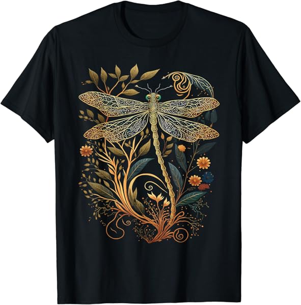 Cottagecore Floral Aesthetic Dragonfly Women Girls T-Shirt