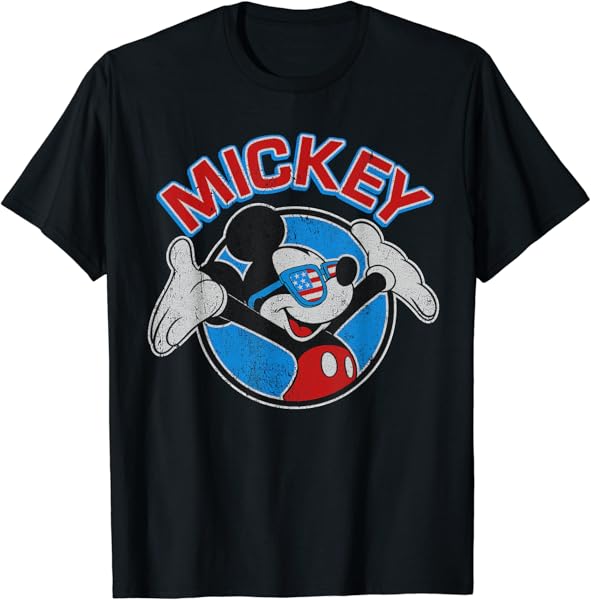 Disney - Mickey Mouse Flag Shades Americana T-Shirt