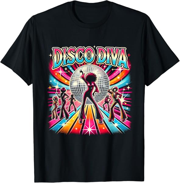 Disco Ball Disco Diva Queen, 70s Retro Vintage Dancing T-Shirt