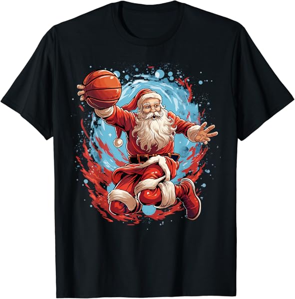 Christmas Santa Claus Basketball Xmas T-Shirt