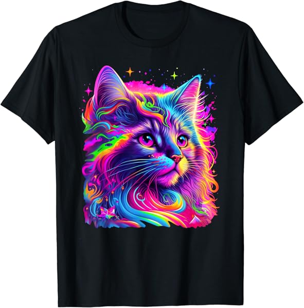 Colorful Rainbow Cat Graphic T-Shirt