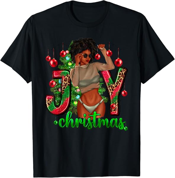 Christmas Joy Sexy Black Miss Claus Melanin Brown Sexy Santa T-Shirt