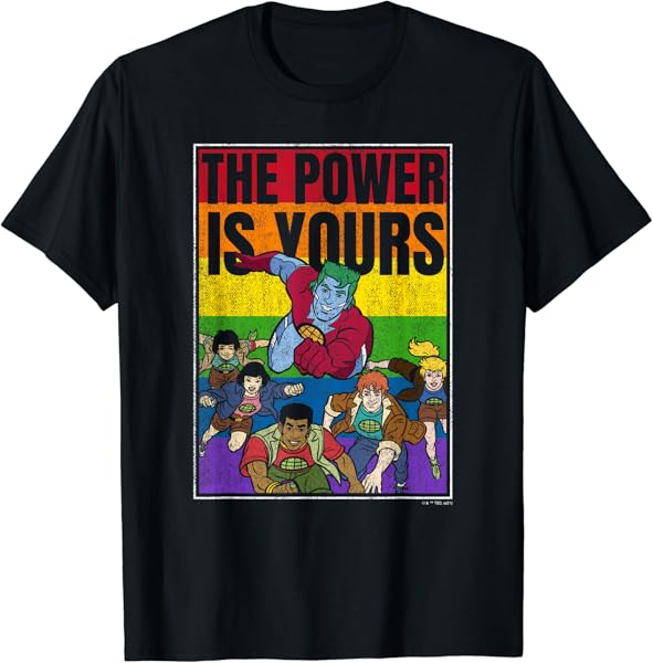 Captain Planet Distressed Rainbow Group Poster T-Shirt