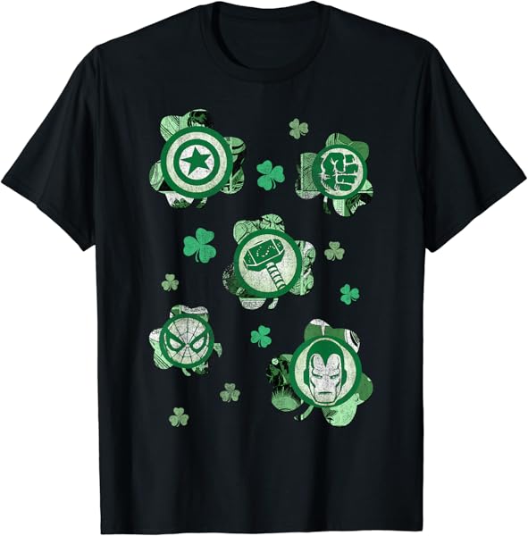 Marvel Shamrock Heroes Vintage St. Patrick\'s Graphic T-Shirt