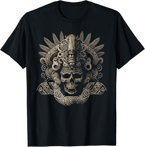 Mexican Mayan, Inca, Aztec King Skull T-Shirt