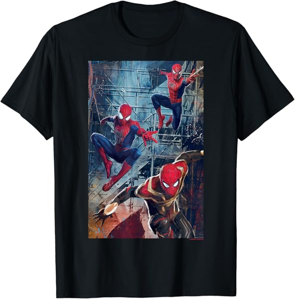 Marvel Spider-Man No Way Home Group Shot Comic Art T-Shirt