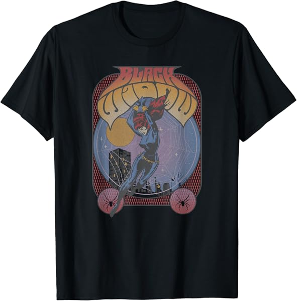 Marvel Black Widow Classic Comic Seventies Retro Poster T-Shirt