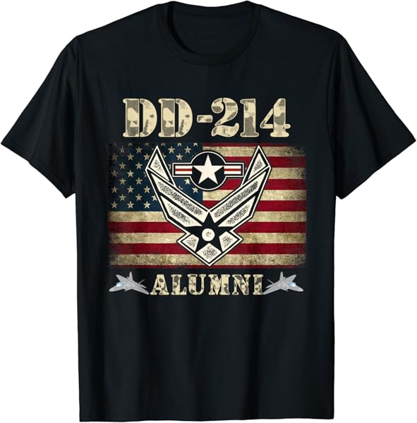 DD-214 Alumni Air Force Military Veteran American Flag USAF T-Shirt