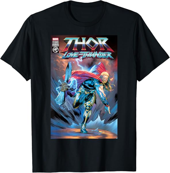 Marvel Thor: Love and Thunder Thor Axe Throw Comic Cover T-Shirt