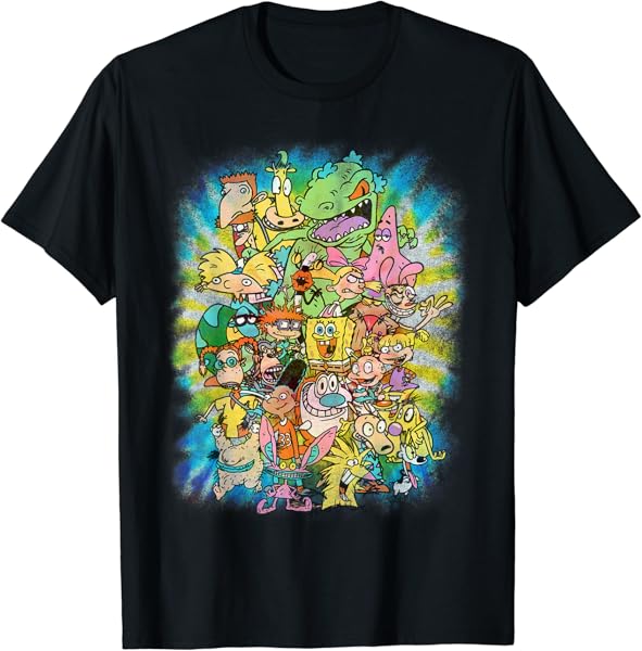 Nickelodeon Ultimate Nick 90s Character Tie Dye Style Tee T-Shirt