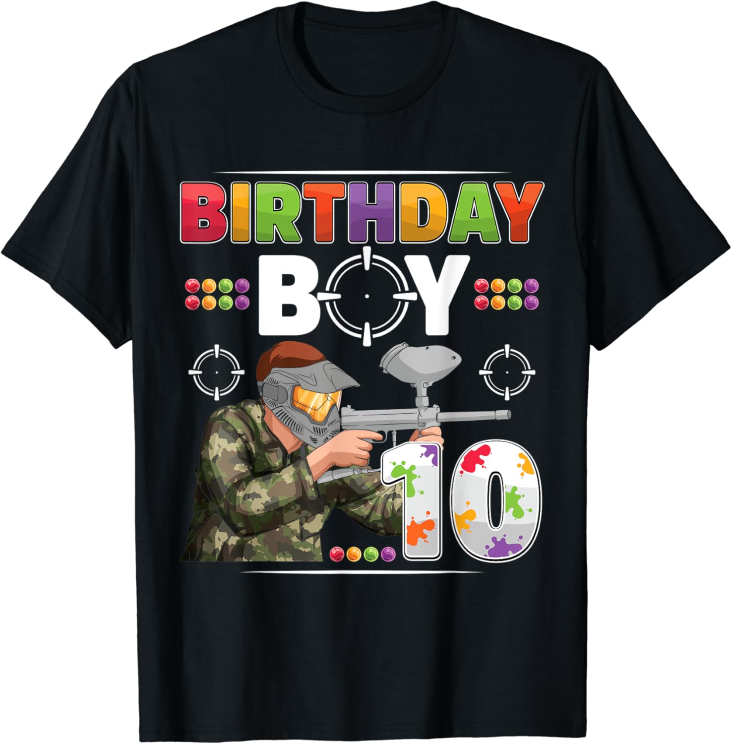 10 Year Old Paintball Boy player Team 10th Birthday Party T