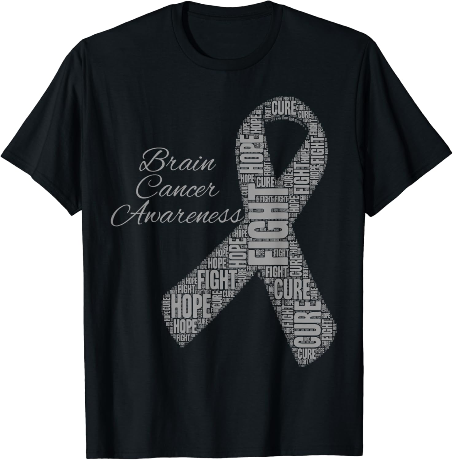 Brain Cancer Awareness Grey Ribbon TShirt