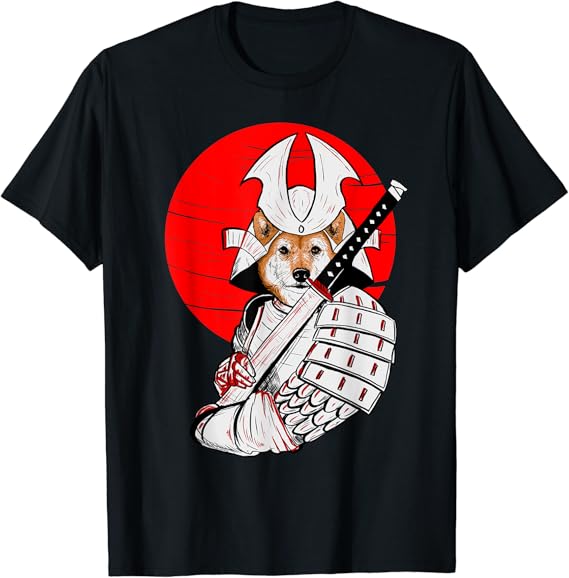 Shiba Inu Japanischer Samurai Katana Lustiger Hund Meme TShirt