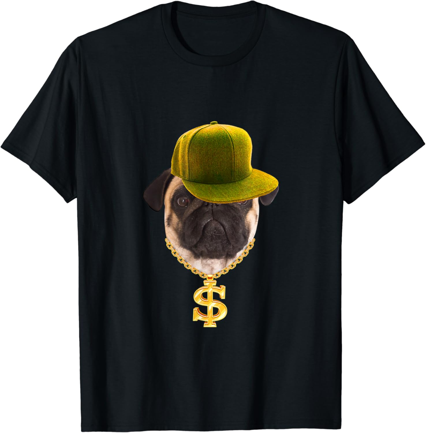 Rapper Hund Hunderasse Mops Möpse Hip Hop Musik Goldkette TShirt