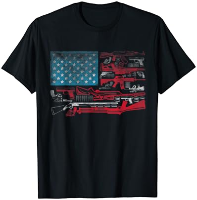 American Flag Weapons Riffles Bullets US Flag Weapon Ammo Lover T-Shirt