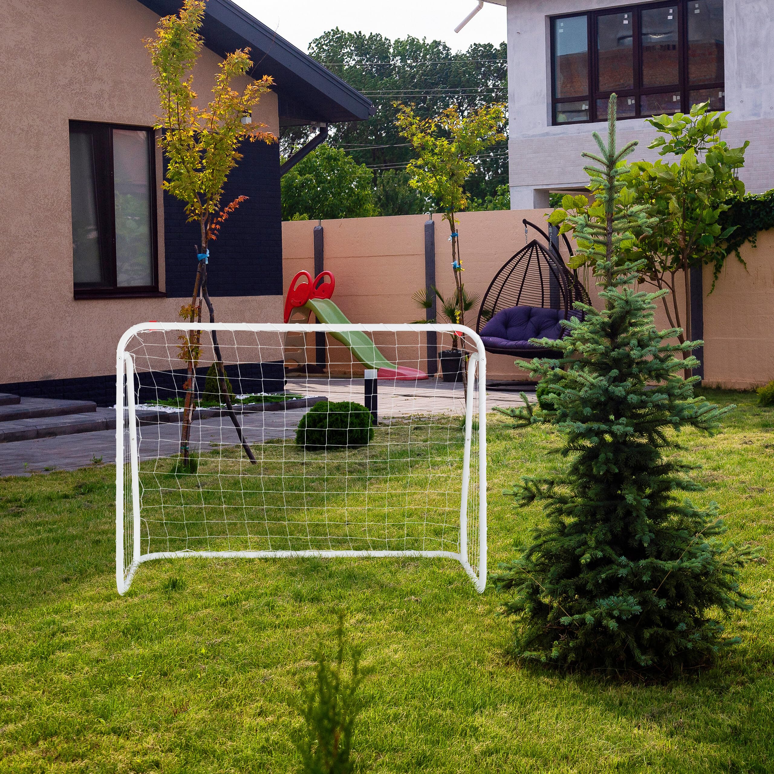 Relaxdays Miniportería Fútbol Metal 96x124x61 cm Blanco