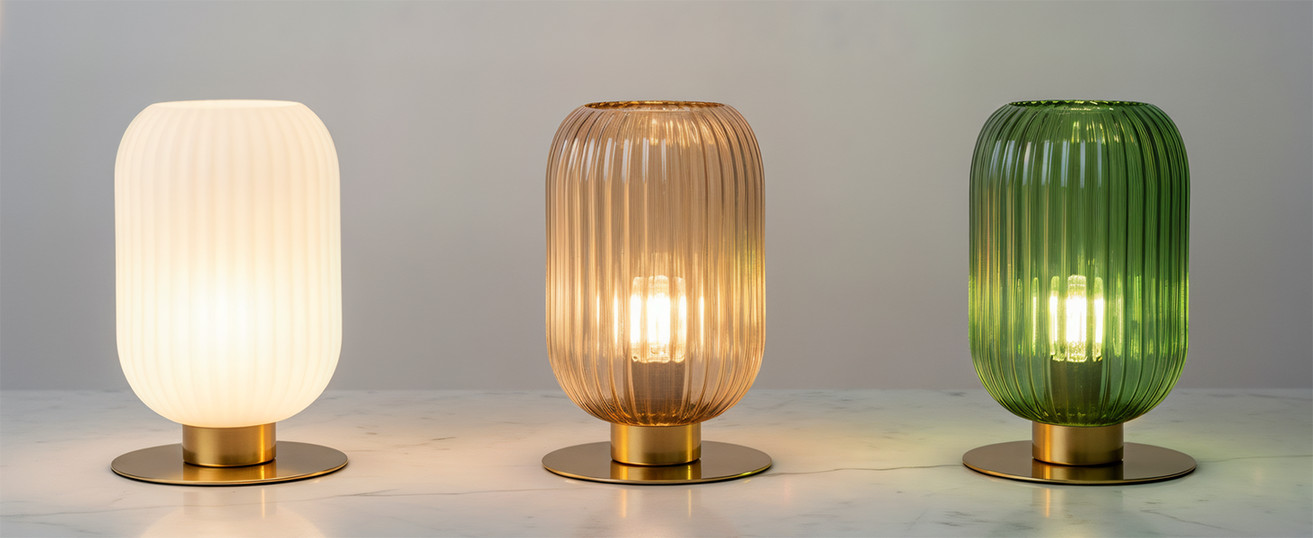 Soutas Touch Table Lamp – Vintage Gold & Green Glass Bedside Nightstand Lamp, Mid-Century Modern, 3-Color Touch Control (Bulb Not Included)