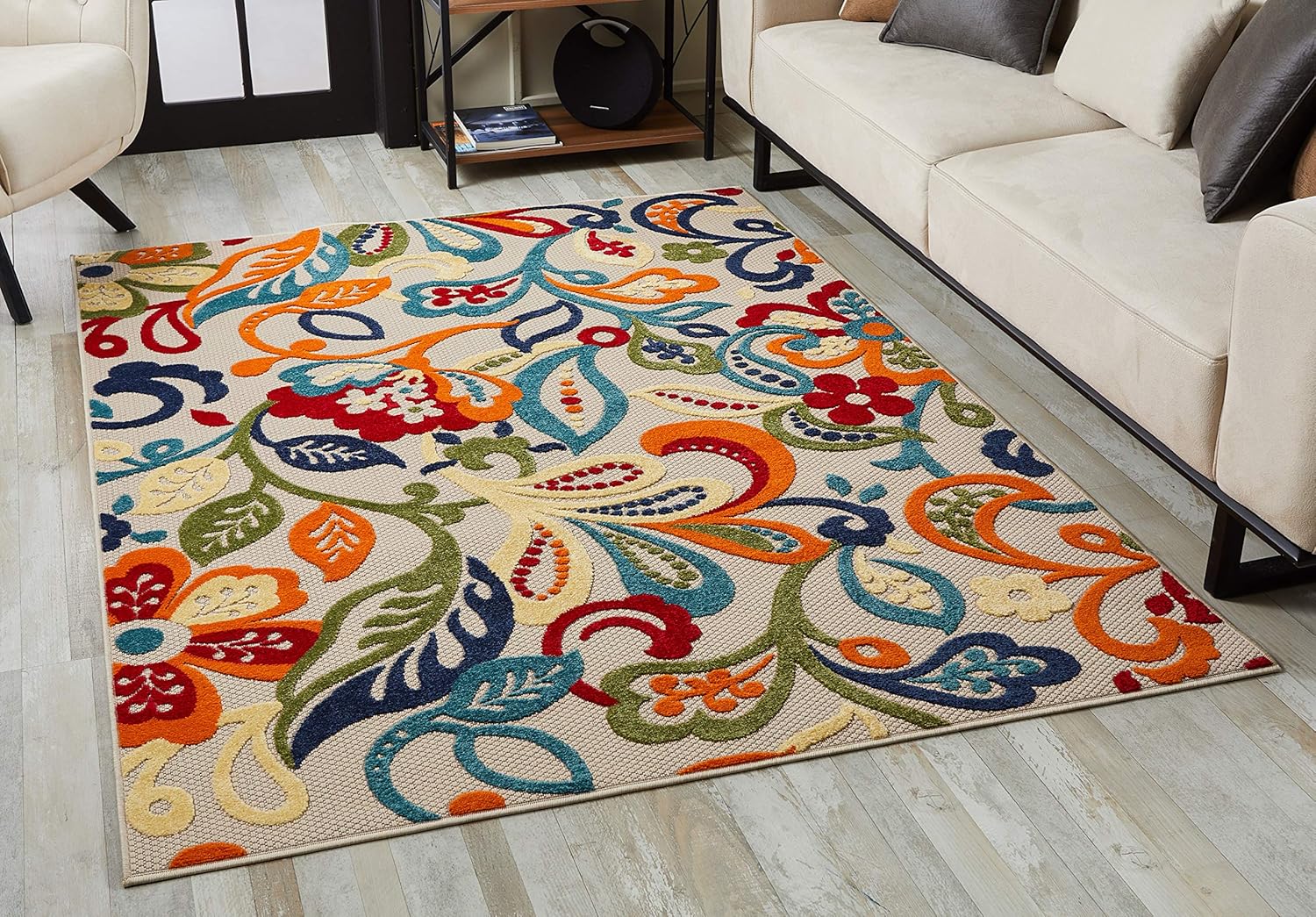 NEW HOME Speak Mid-Century Floral Indoor/Outdoor Area Rug - Multi 5'3" x 7'