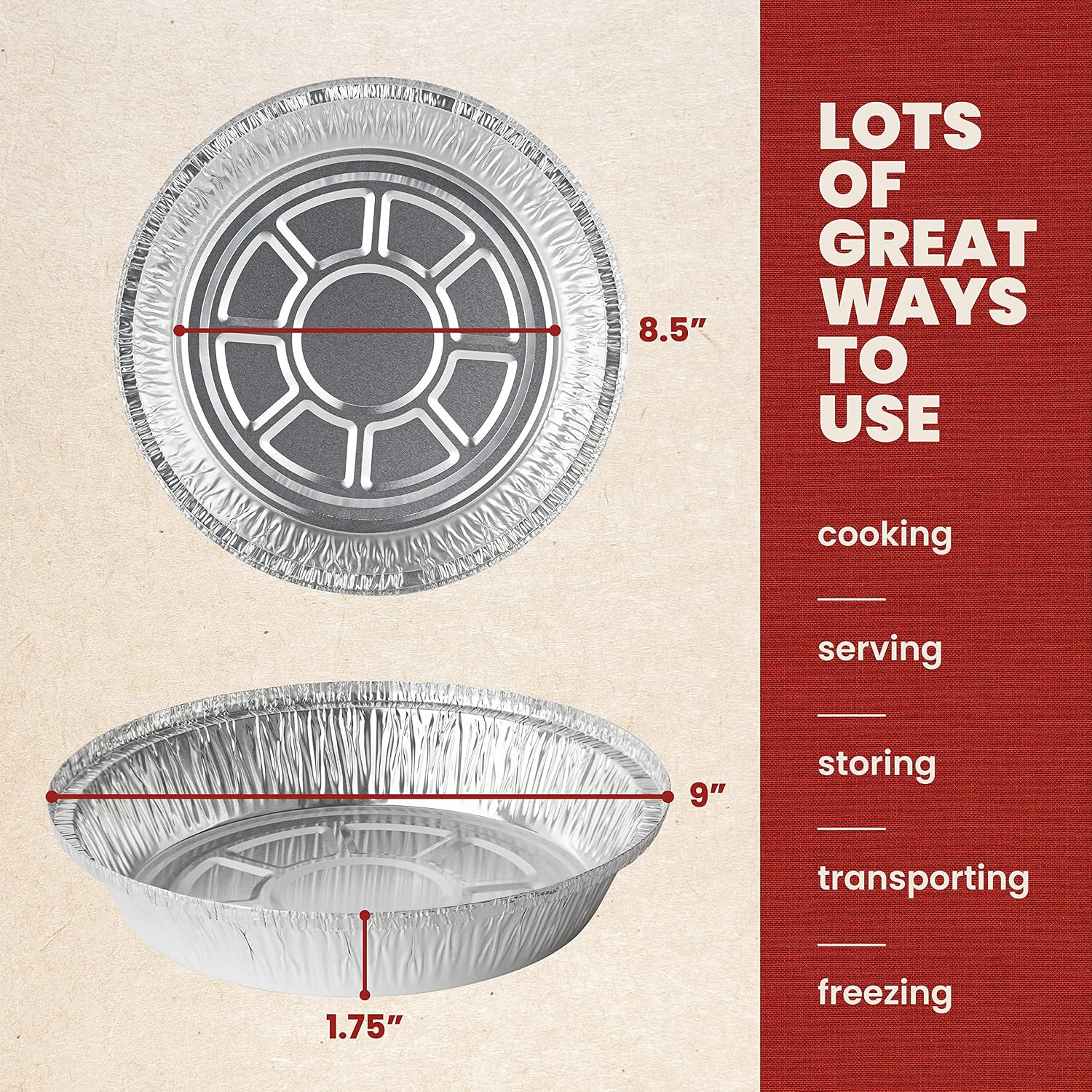 PARTY BARGAINS 9-Inch Round Disposable Aluminum Pans - 40 Pack (Set with Board Lids) - For Baking, Roasting, BBQ, Perfect for Kitchen, Takeout Food, Catering, Picnic, Camping (Max 240°C)