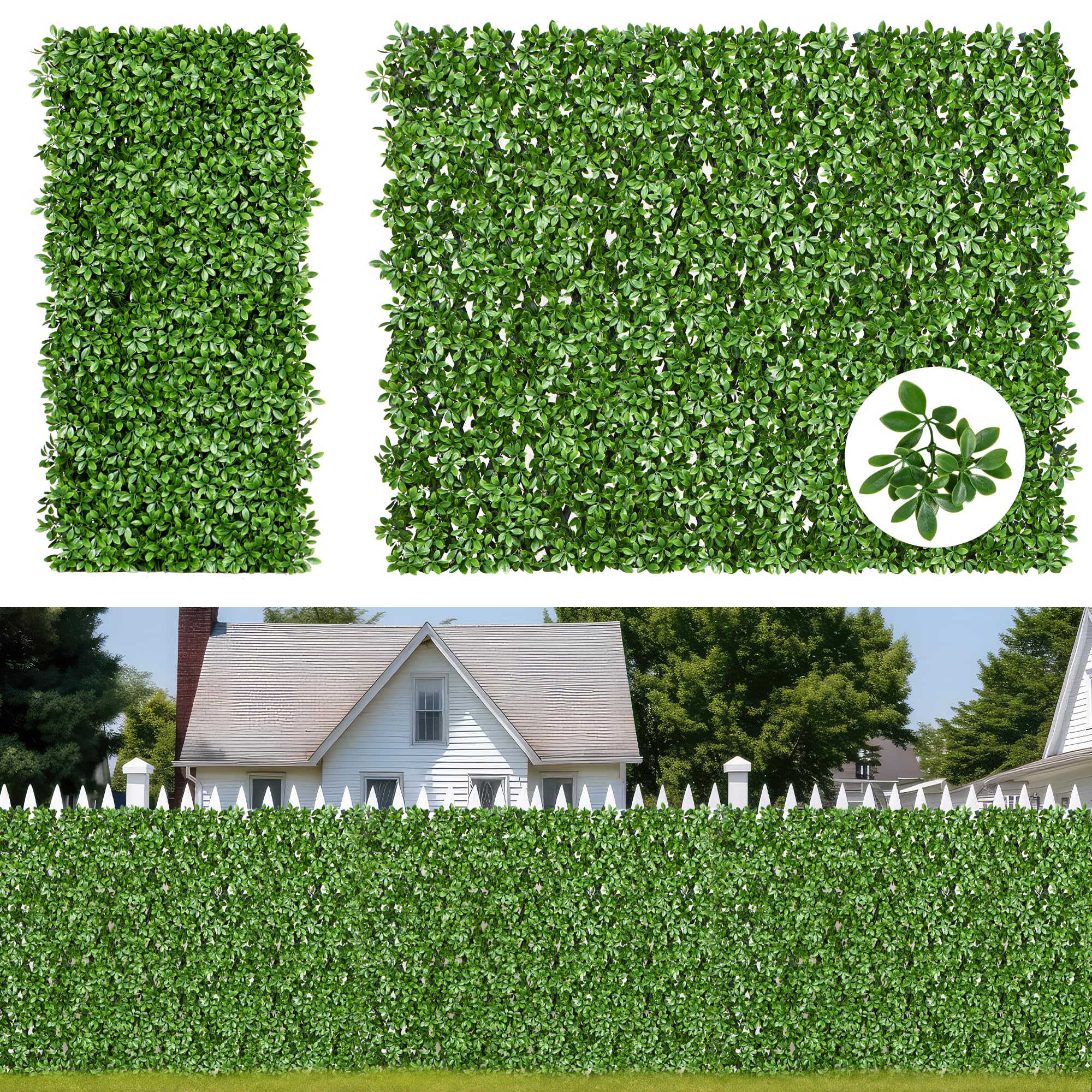 jarolift Mur Végétal Artificiel Brise-Vue Verdissement Balcon Clôture de Jardin, Convient également aux Murs Intérieurs, avec Treillis, Feuilles de Gardénia, 200 x 100 cm