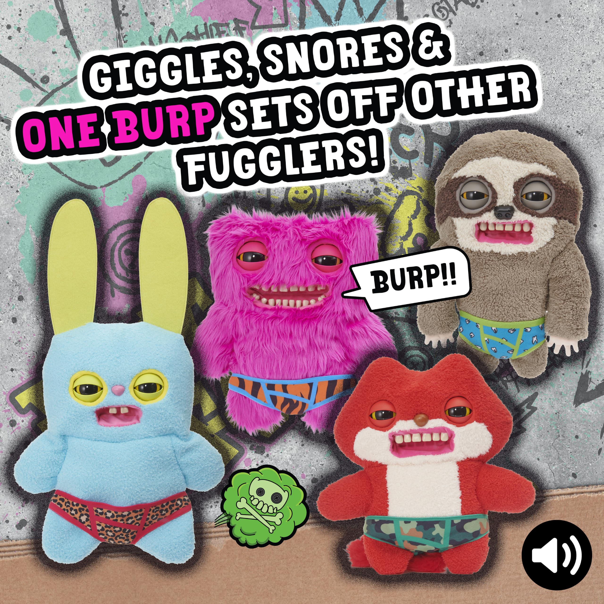 Wow! Stuff Fugglers Sickening Sloth Deluxe Puppetronic | Muñeca de Peluche interactiva con Voz y Sonidos | Ojos y Boca Abiertos | Ruidos de Pedos y eructos | Diálogo de 2 vías | A Partir de 8 años
