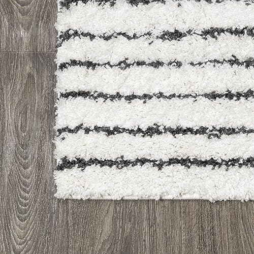 Miniatura 9 de JONATHAN Y MOH407A-210 Petra - Alfombra de pelo largo geométrico a rayas abstractas para interiores, estilo bohemio, contemporáneo, glamuroso, fácil