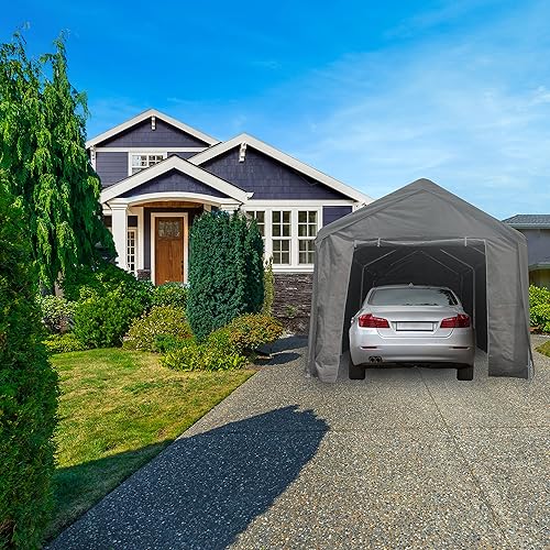 Miniatura 9 de ALEKO Cochera  Tienda de campaña para eventos al aire libre  Refugio de almacenamiento de garaje  (gris)