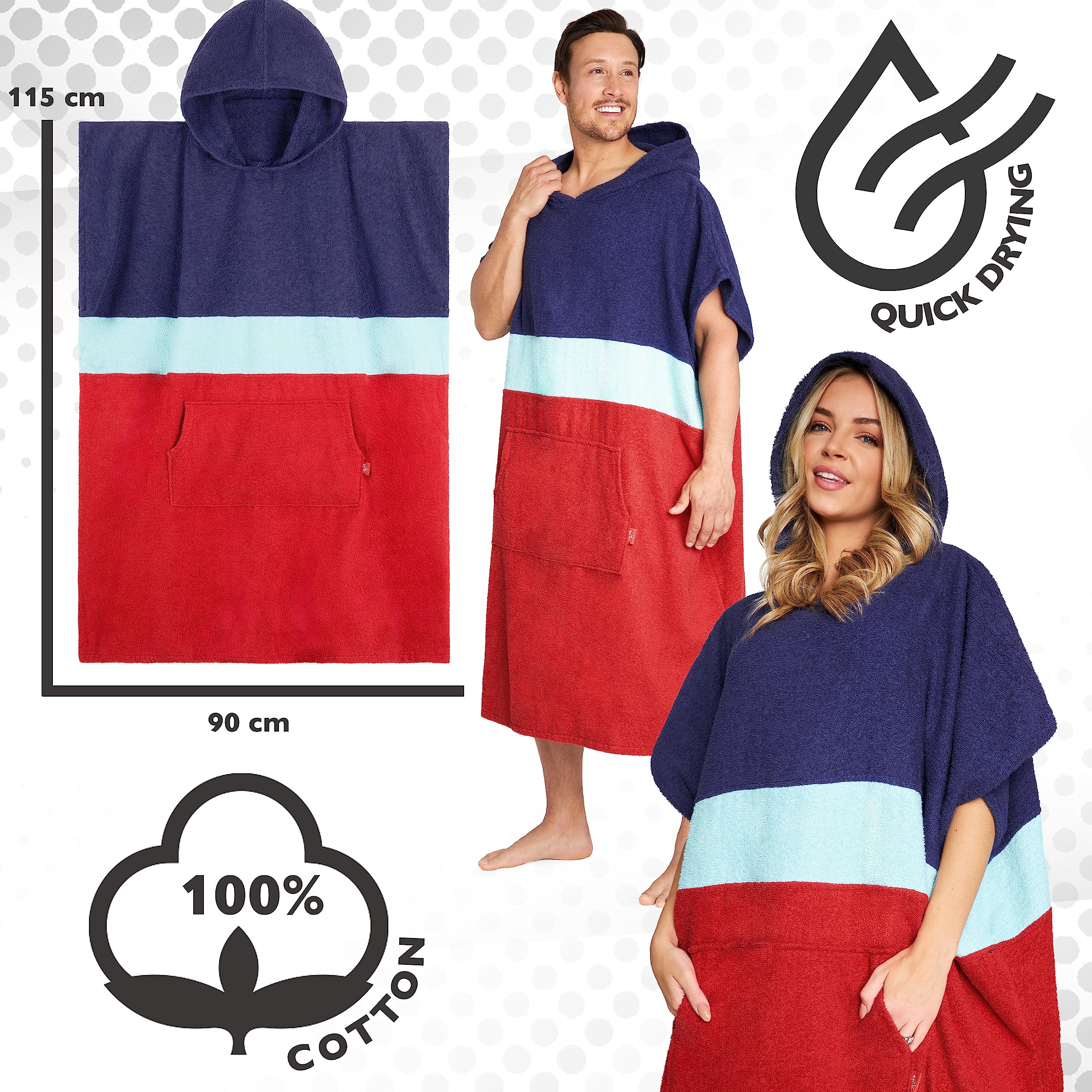 Treers Poncho Surf Con Cappuccio Cambiare Accappatoio Per Uomini