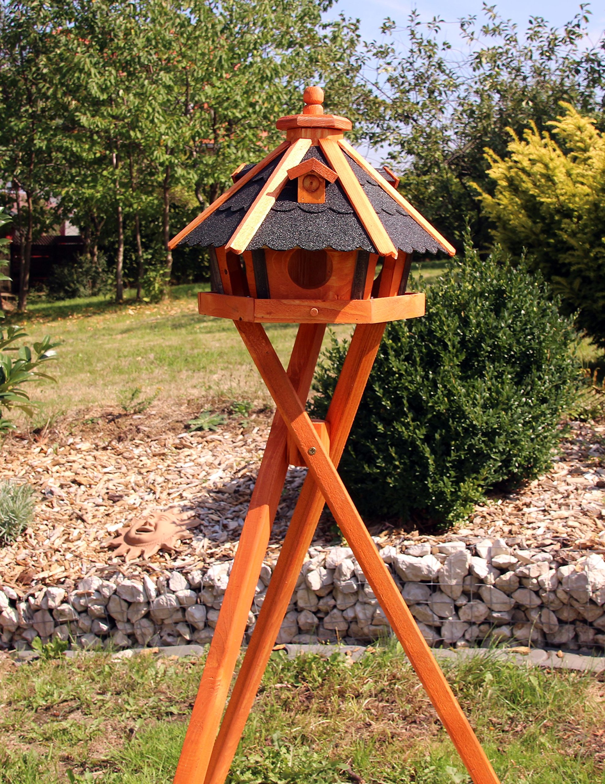 XXL bird house, winter feeding house, weatherproof, optionally with stand VH23/24 (black, XL with stand)