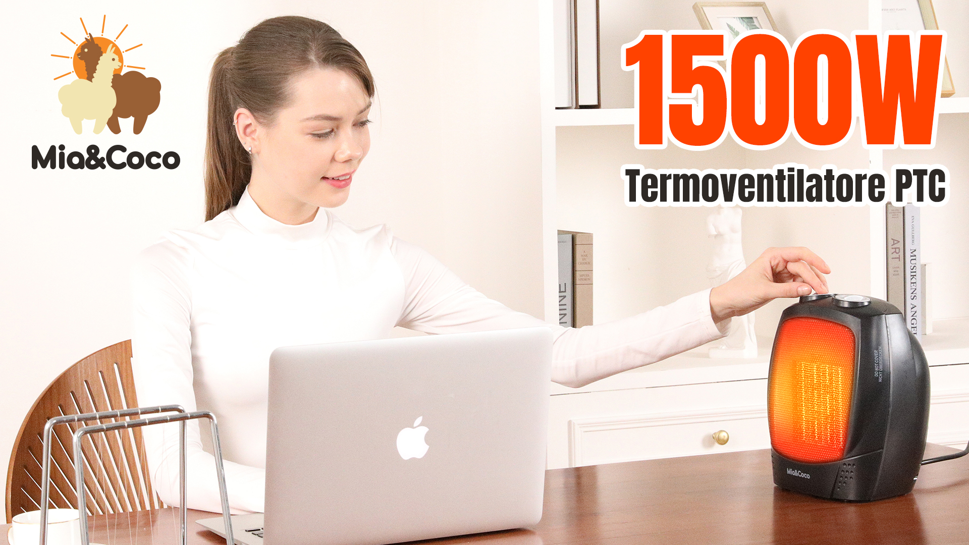 Termoventilatore PTC 1500W Piccolo E Silenzioso, 3 Modalità, Protezione Antiribaltamento E Timer, Per Camere E Uffici