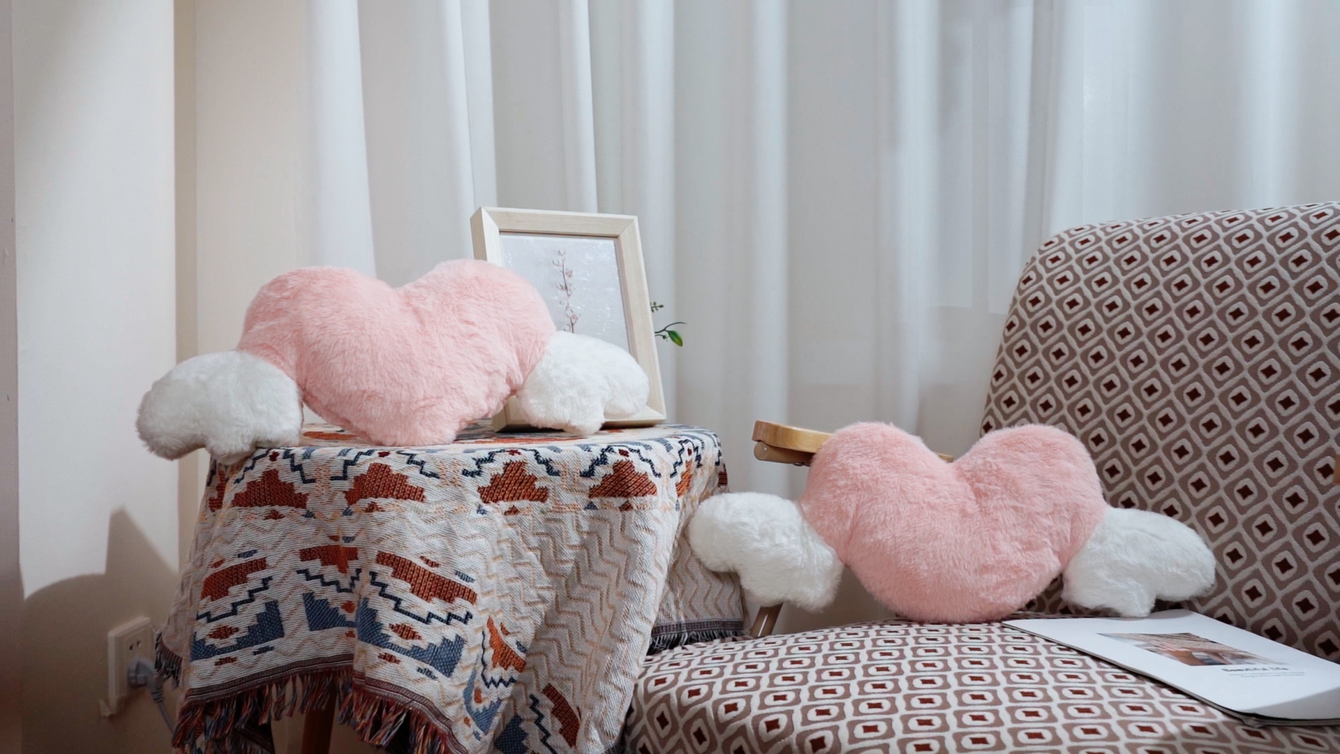 Amazon.com: Macarrie 2 Pcs Plush Heart Shaped Pillow with Angel