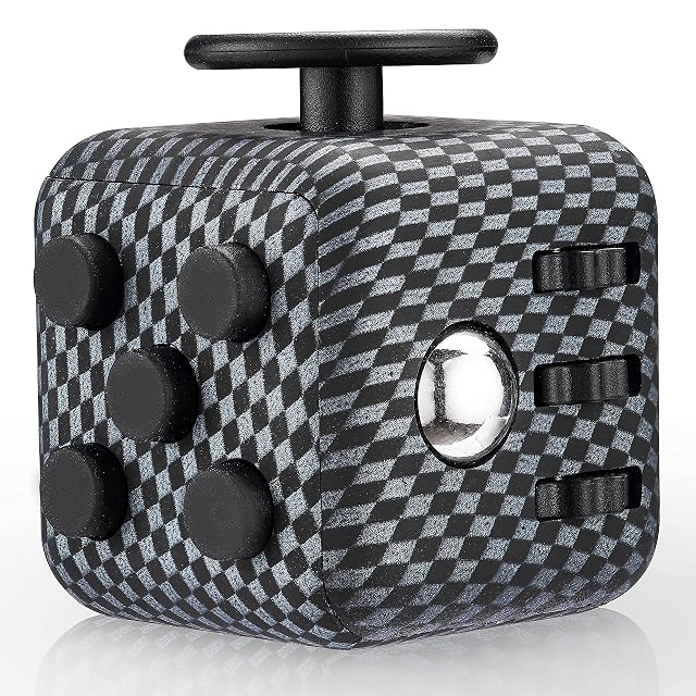 Yetech Juguete Antiestrés Stress Cube,Black Cubo Anti-estrees con 6 módulos relajantes
